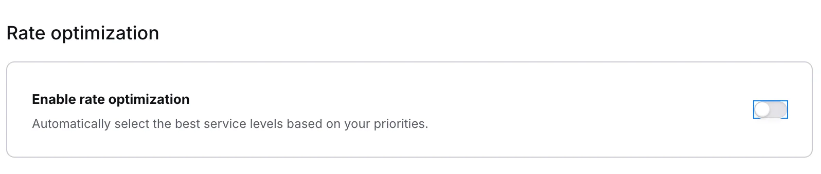 Rate optimization toggle in the off state